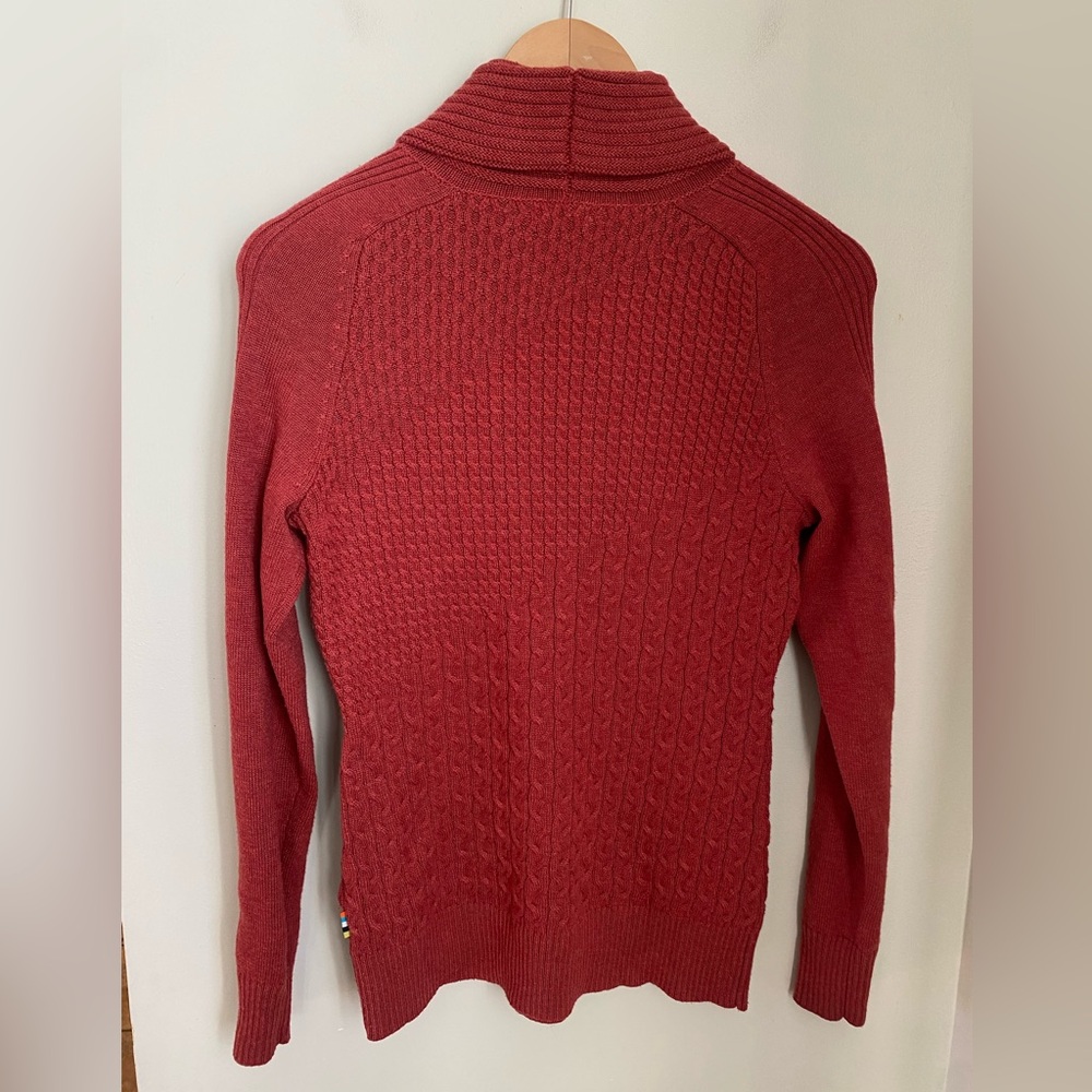 Smartwool Dacono Ski Sweater Cable Knit Turtleneck Red Small Gorpcore Outdoor - Picture 10 of 11